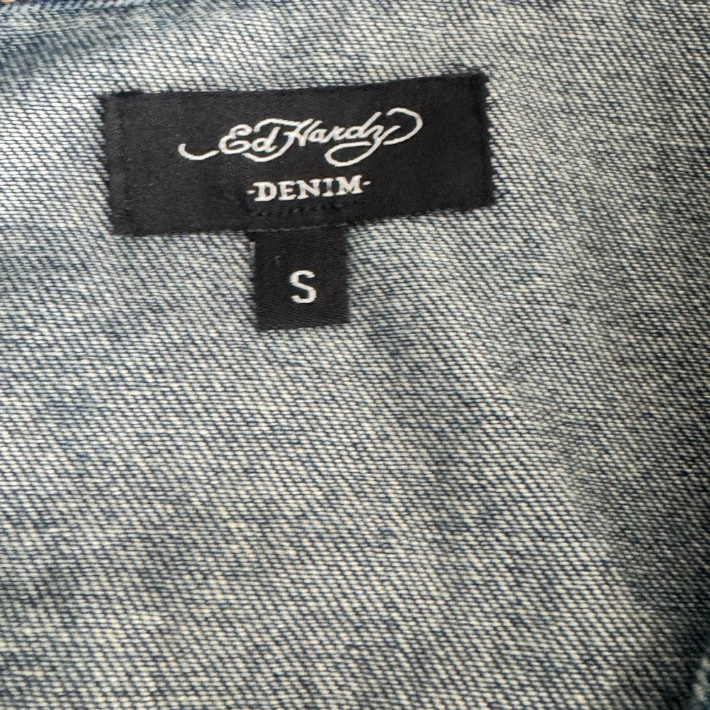 Ed Hardy Blue Jean Jacket with Skull Embroidery - Picture 7 of 9